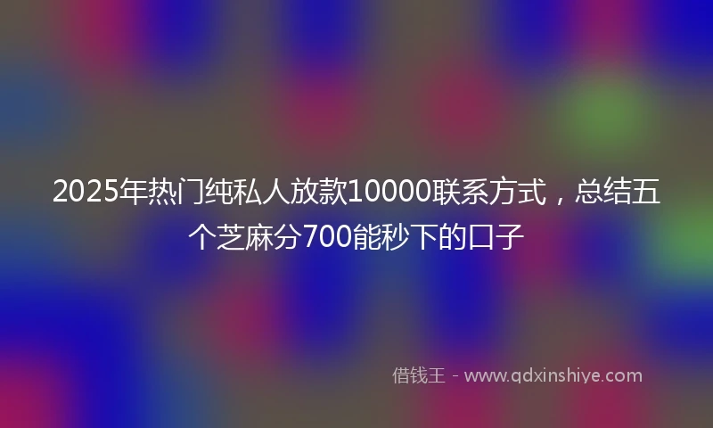 2025年热门纯私人放款10000联系方式，总结五个芝麻分700能秒下的口子