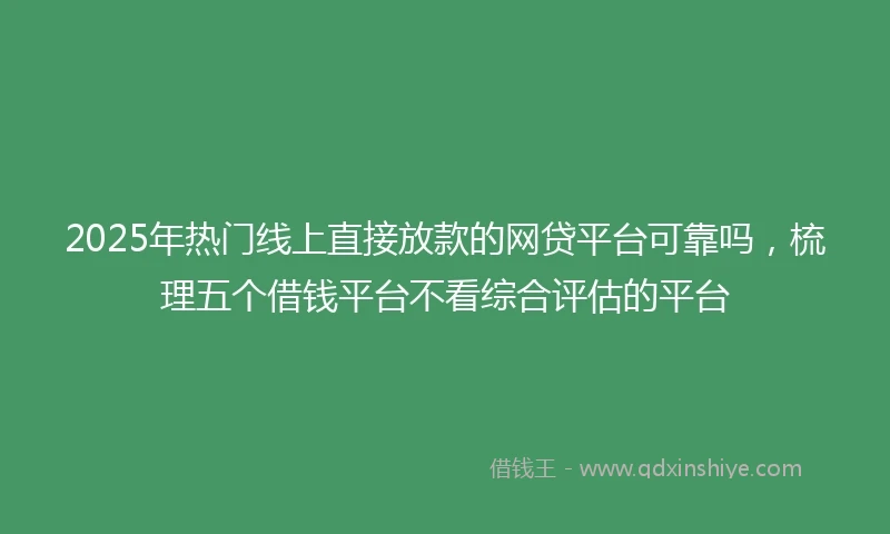 2025年热门线上直接放款的网贷平台可靠吗，梳理五个借钱平台不看综合评估的平台