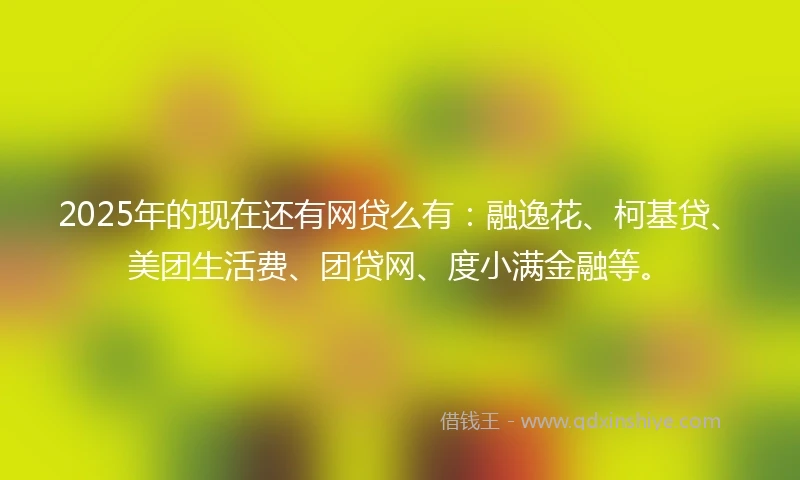 2025年的现在还有网贷么有：融逸花、柯基贷、美团生活费、团贷网、度小满金融等。