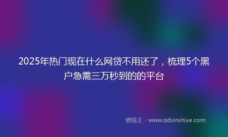 2025年热门现在什么网贷不用还了，梳理5个黑户急需三万秒到的的平台