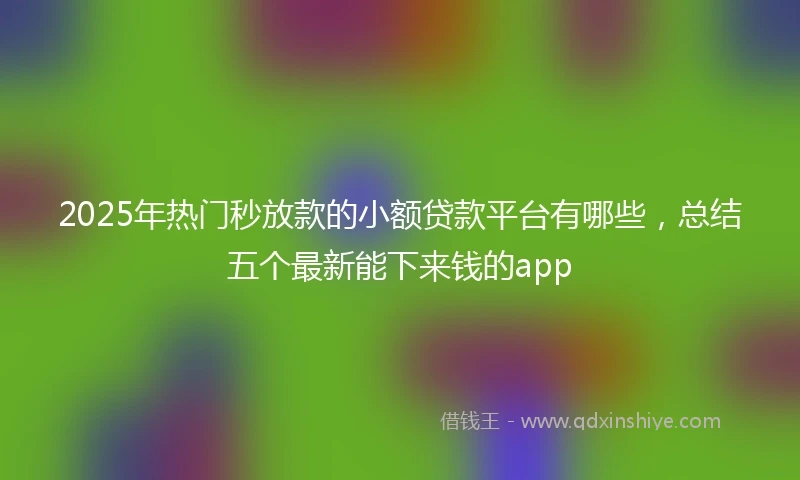 2025年热门秒放款的小额贷款平台有哪些，总结五个最新能下来钱的app