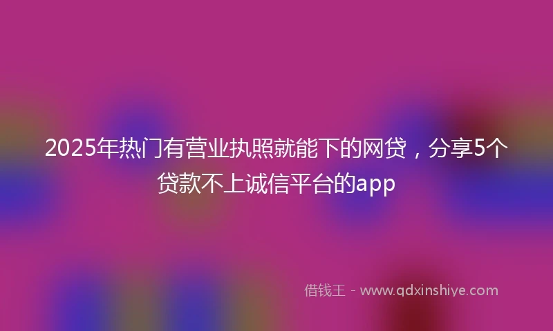 2025年热门有营业执照就能下的网贷，分享5个贷款不上诚信平台的app