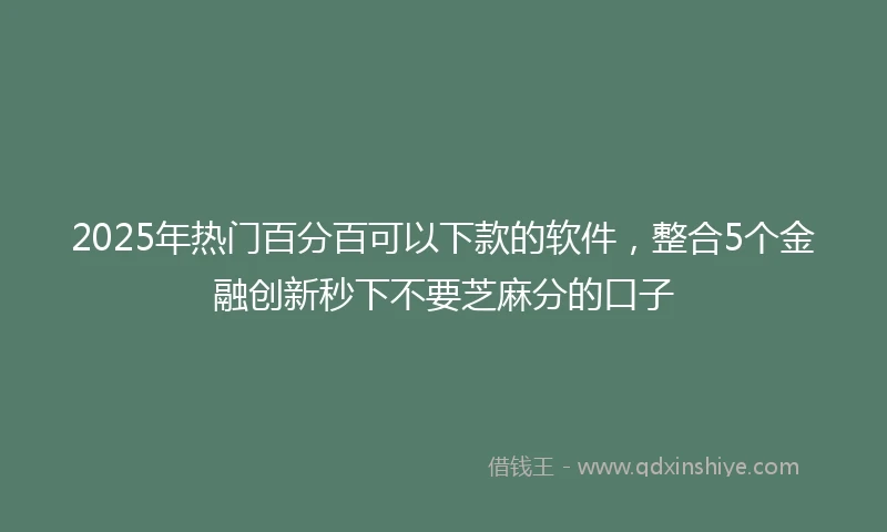 2025年热门百分百可以下款的软件，整合5个金融创新秒下不要芝麻分的口子