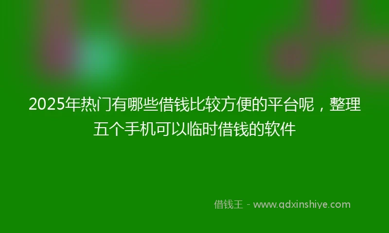 2025年热门有哪些借钱比较方便的平台呢，整理五个手机可以临时借钱的软件