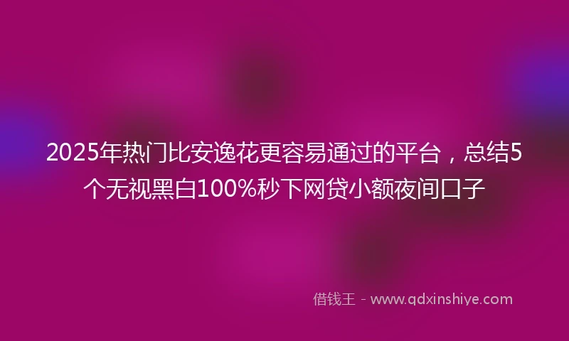 2025年热门比安逸花更容易通过的平台，总结5个无视黑白100%秒下网贷小额夜间口子