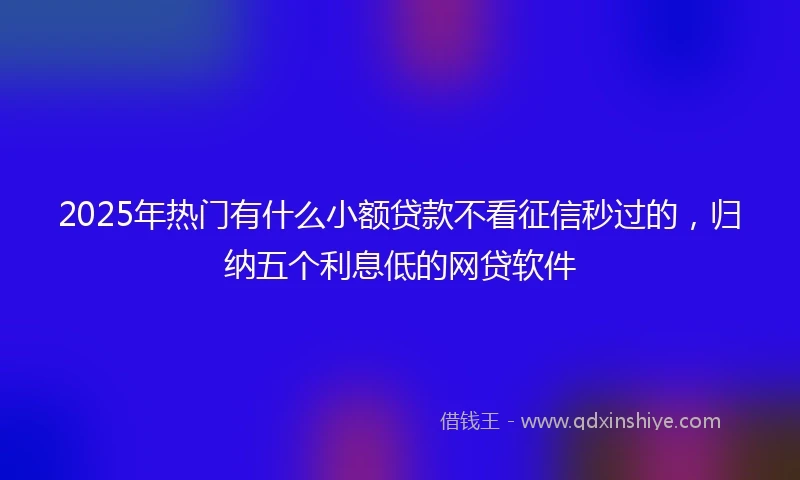 2025年热门有什么小额贷款不看征信秒过的，归纳五个利息低的网贷软件