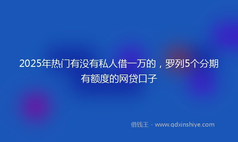 2025年热门有没有私人借一万的，罗列5个分期有额度的网贷口子