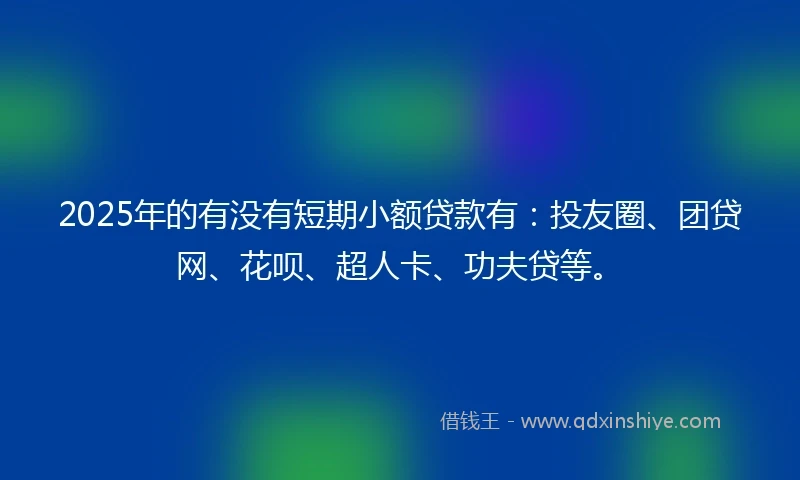 2025年的有没有短期小额贷款有：投友圈、团贷网、花呗、超人卡、功夫贷等。