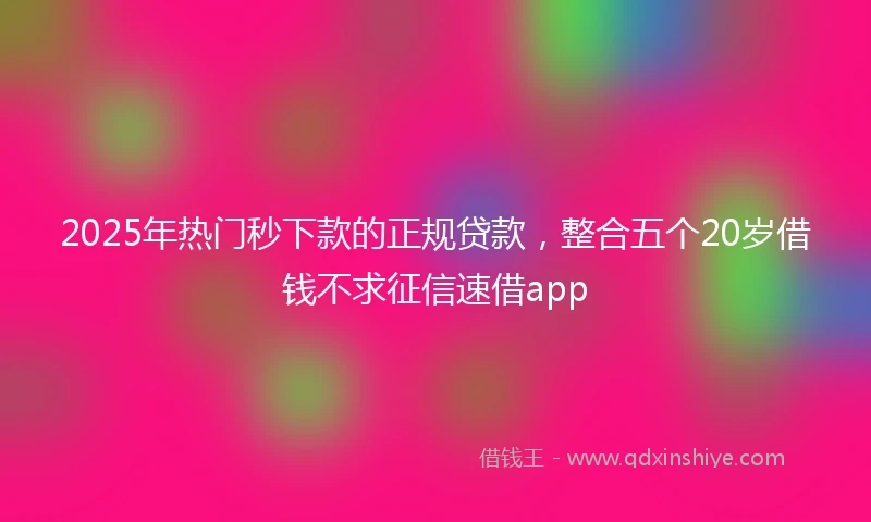 2025年热门秒下款的正规贷款，整合五个20岁借钱不求征信速借app
