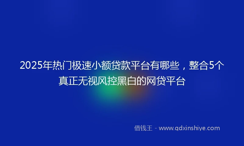 2025年热门极速小额贷款平台有哪些，整合5个真正无视风控黑白的网贷平台