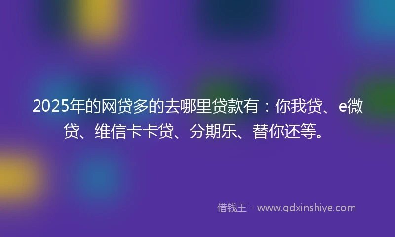 2025年的网贷多的去哪里贷款有：你我贷、e微贷、维信卡卡贷、分期乐、替你还等。
