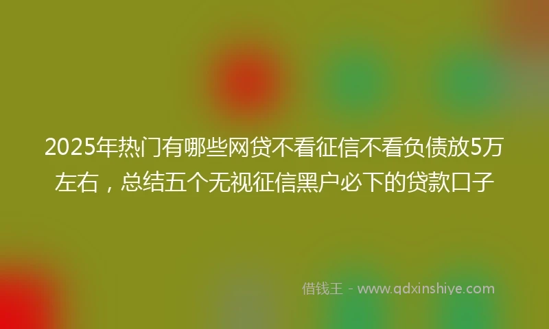 2025年热门有哪些网贷不看征信不看负债放5万左右，总结五个无视征信黑户必下的贷款口子
