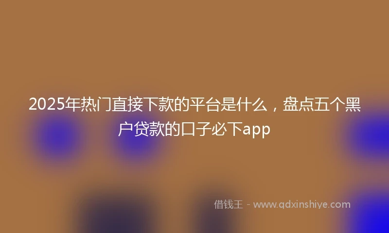 2025年热门直接下款的平台是什么，盘点五个黑户贷款的口子必下app