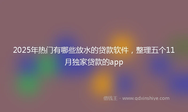 2025年热门有哪些放水的贷款软件，整理五个11月独家贷款的app