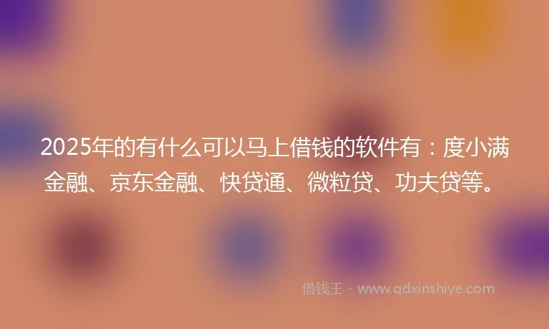 2025年的有什么可以马上借钱的软件有：度小满金融、京东金融、快贷通、微粒贷、功夫贷等。