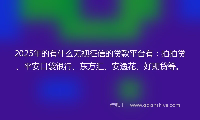 2025年的有什么无视征信的贷款平台有：拍拍贷、平安口袋银行、东方汇、安逸花、好期贷等。