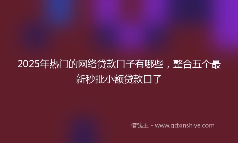 2025年热门的网络贷款口子有哪些，整合五个最新秒批小额贷款口子