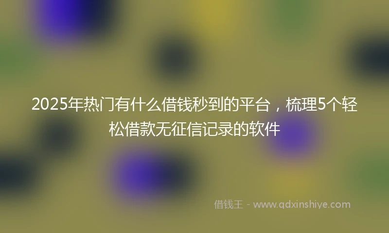 2025年热门有什么借钱秒到的平台，梳理5个轻松借款无征信记录的软件