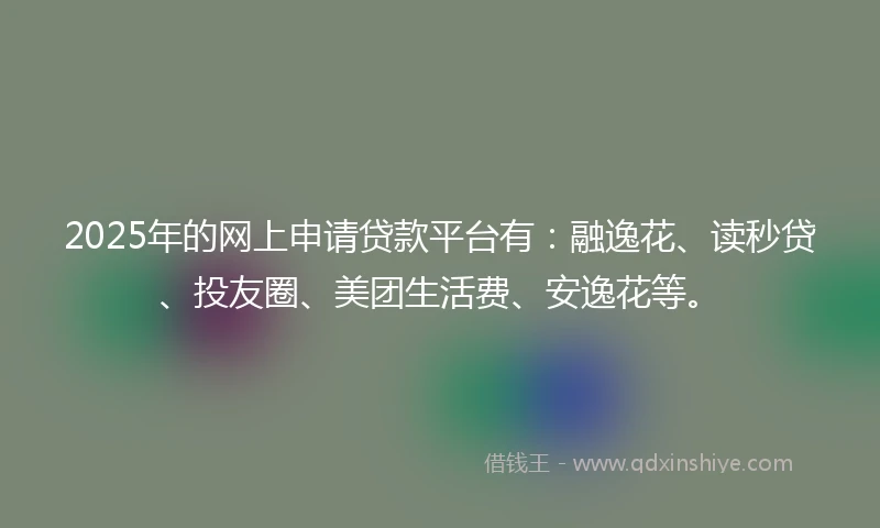 2025年的网上申请贷款平台有：融逸花、读秒贷、投友圈、美团生活费、安逸花等。