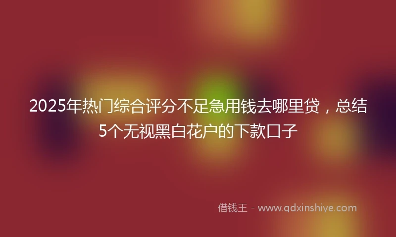 2025年热门综合评分不足急用钱去哪里贷，总结5个无视黑白花户的下款口子