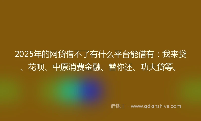 2025年的网贷借不了有什么平台能借有：我来贷、花呗、中原消费金融、替你还、功夫贷等。