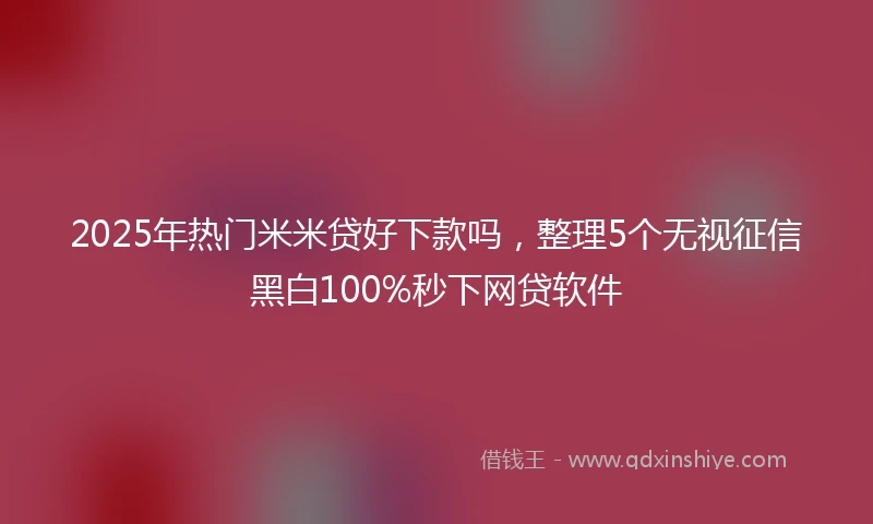 2025年热门米米贷好下款吗，整理5个无视征信黑白100%秒下网贷软件