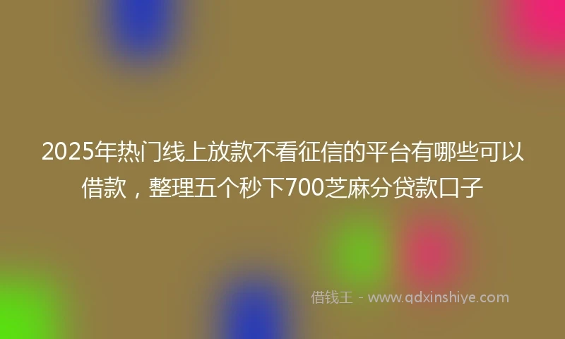 2025年热门线上放款不看征信的平台有哪些可以借款，整理五个秒下700芝麻分贷款口子