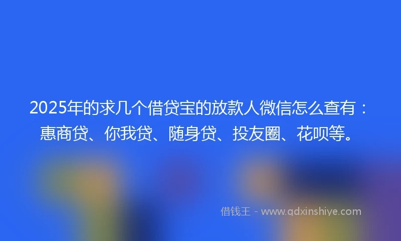 2025年的求几个借贷宝的放款人微信怎么查有：惠商贷、你我贷、随身贷、投友圈、花呗等。