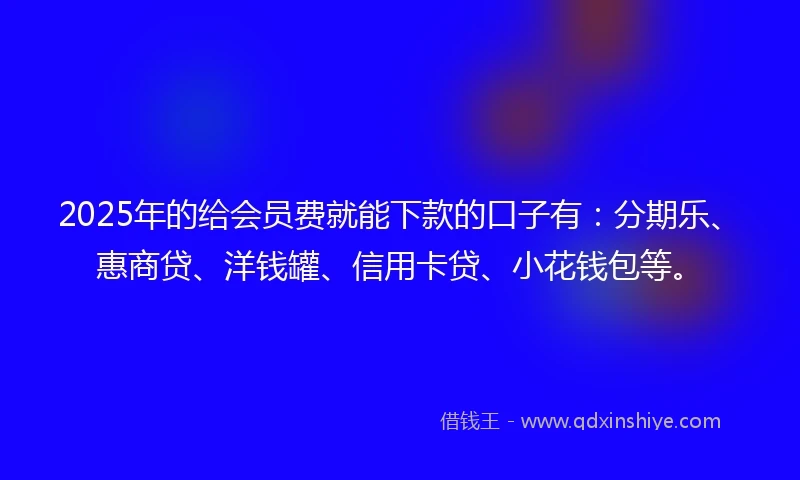 2025年的给会员费就能下款的口子有：分期乐、惠商贷、洋钱罐、信用卡贷、小花钱包等。