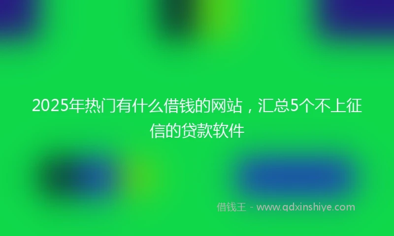 2025年热门有什么借钱的网站，汇总5个不上征信的贷款软件