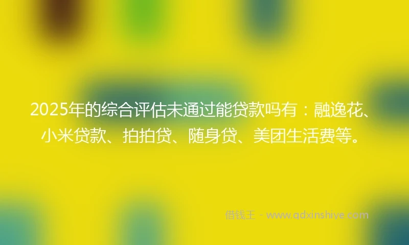 2025年的综合评估未通过能贷款吗有：融逸花、小米贷款、拍拍贷、随身贷、美团生活费等。