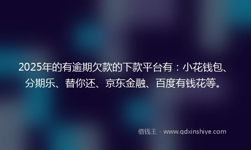 2025年的有逾期欠款的下款平台有：小花钱包、分期乐、替你还、京东金融、百度有钱花等。
