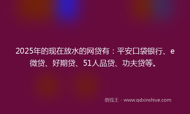 2025年的现在放水的网贷有：平安口袋银行、e微贷、好期贷、51人品贷、功夫贷等。