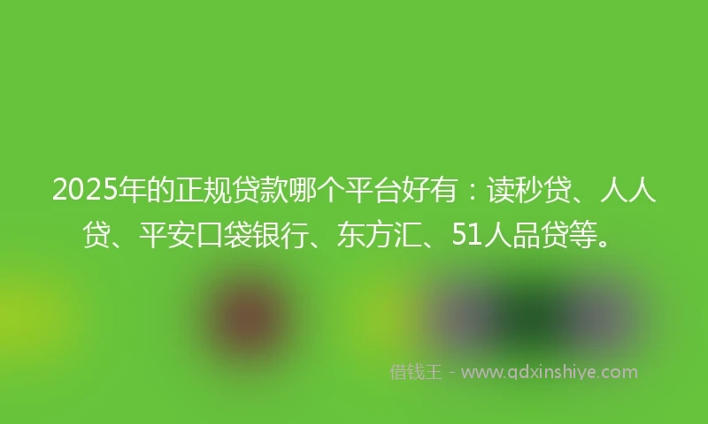2025年的正规贷款哪个平台好有：读秒贷、人人贷、平安口袋银行、东方汇、51人品贷等。