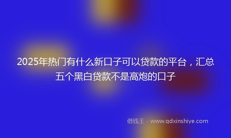 2025年热门有什么新口子可以贷款的平台，汇总五个黑白贷款不是高炮的口子