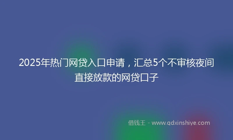 2025年热门网贷入口申请，汇总5个不审核夜间直接放款的网贷口子