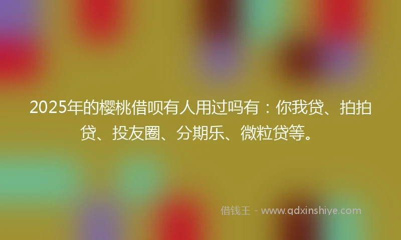 2025年的樱桃借呗有人用过吗有：你我贷、拍拍贷、投友圈、分期乐、微粒贷等。