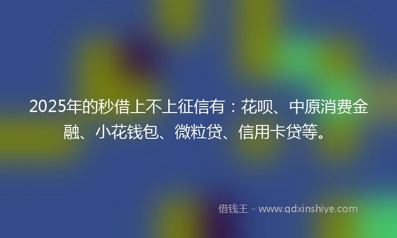 2025年的秒借上不上征信有：花呗、中原消费金融、小花钱包、微粒贷、信用卡贷等。