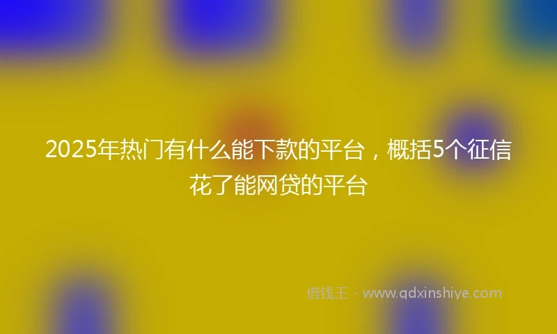 2025年热门有什么能下款的平台，概括5个征信花了能网贷的平台