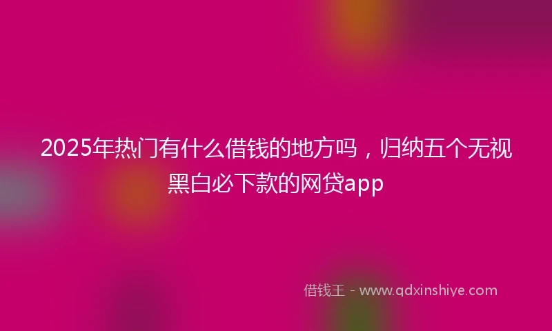 2025年热门有什么借钱的地方吗，归纳五个无视黑白必下款的网贷app
