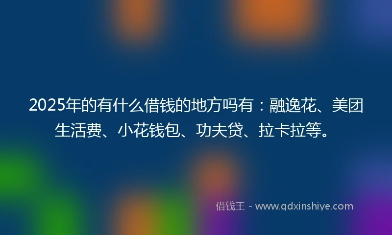 2025年的有什么借钱的地方吗有：融逸花、美团生活费、小花钱包、功夫贷、拉卡拉等。