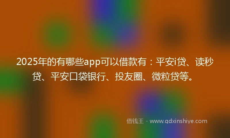 2025年的有哪些app可以借款有：平安i贷、读秒贷、平安口袋银行、投友圈、微粒贷等。