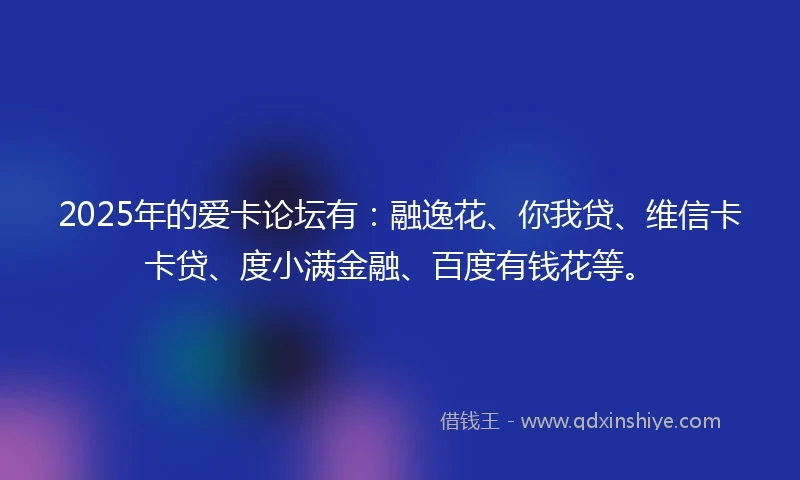 2025年的爱卡论坛有：融逸花、你我贷、维信卡卡贷、度小满金融、百度有钱花等。