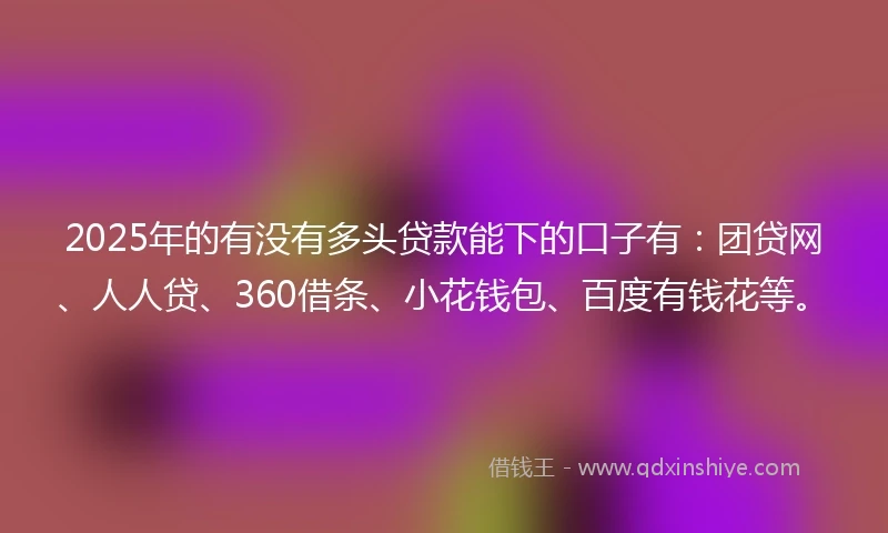 2025年的有没有多头贷款能下的口子有：团贷网、人人贷、360借条、小花钱包、百度有钱花等。
