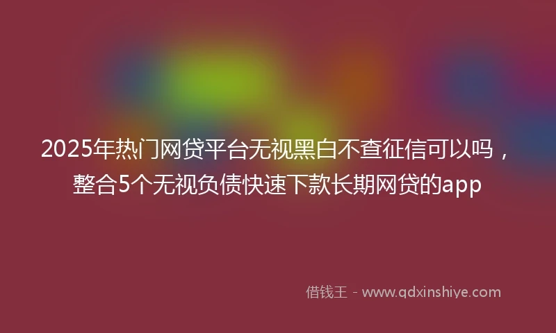 2025年热门网贷平台无视黑白不查征信可以吗，整合5个无视负债快速下款长期网贷的app