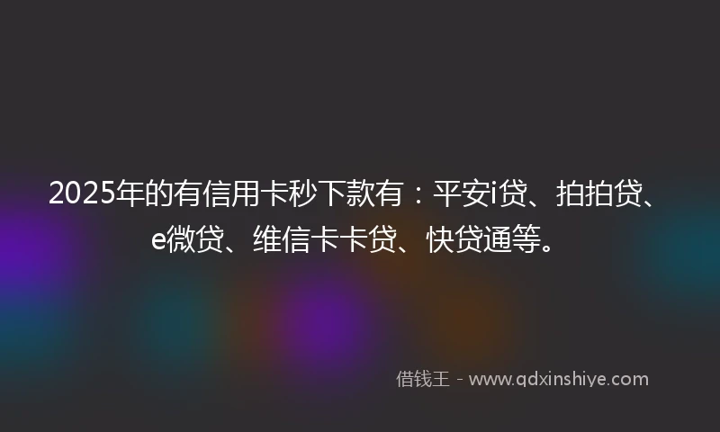 2025年的有信用卡秒下款有：平安i贷、拍拍贷、e微贷、维信卡卡贷、快贷通等。