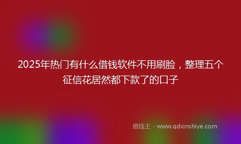 2025年热门有什么借钱软件不用刷脸，整理五个征信花居然都下款了的口子