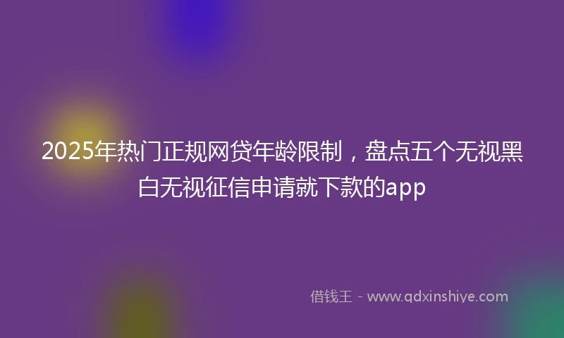 2025年热门正规网贷年龄限制，盘点五个无视黑白无视征信申请就下款的app