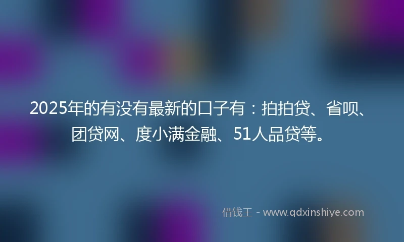 2025年的有没有最新的口子有：拍拍贷、省呗、团贷网、度小满金融、51人品贷等。