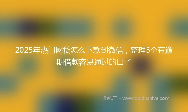 2025年热门网贷怎么下款到微信，整理5个有逾期借款容易通过的口子